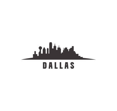 Dallas şehrinin siluetinin vektör illüstrasyonu