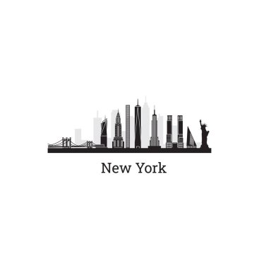 New York şehrinin siluetinin vektör çizimi