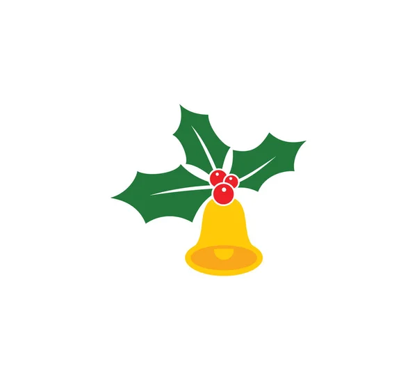 Vektorillustration Der Christmas Holly Berry Mit Gelber Glocke — Stockvektor