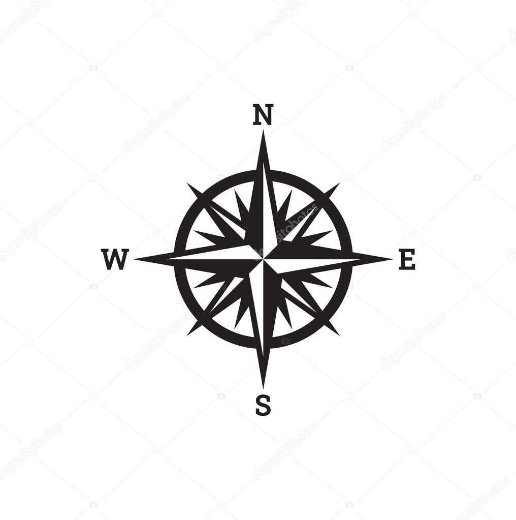 Vector illustration of the compass rose showing the four cardinal directions