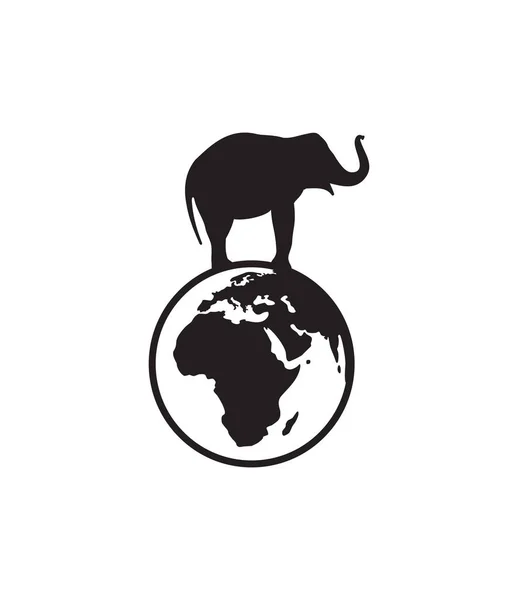 Illustration Vectorielle Éléphant Sur Globe Terrestre — Image vectorielle