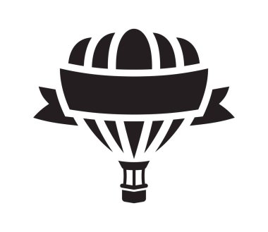 Boş pankartıyla sıcak hava balonunun vektör illüstrasyonu