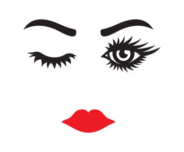 Kadın yüz göz kırpmasının vektör illüstrasyonu