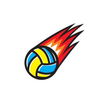 Yanan voleybol topunun temsilcisi.