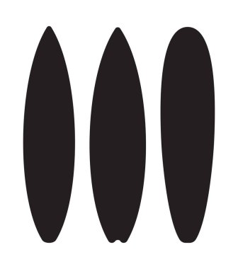 Sörf tahtalarının siluetinin vektör çizimi