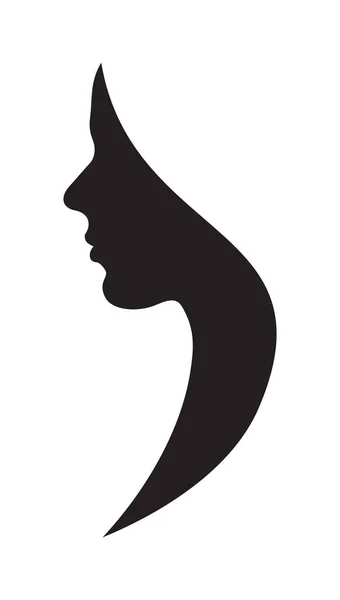 Vektorillustration Der Silhouette Des Weiblichen Gesichts — Stockvektor