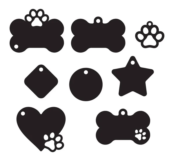 Vector Illustration Dog Tags Collection — Stock Vector