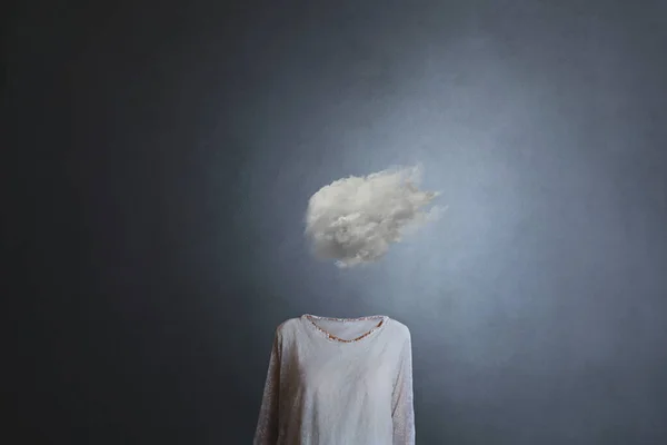 Woman Head Replaced White Cloud — стоковое фото