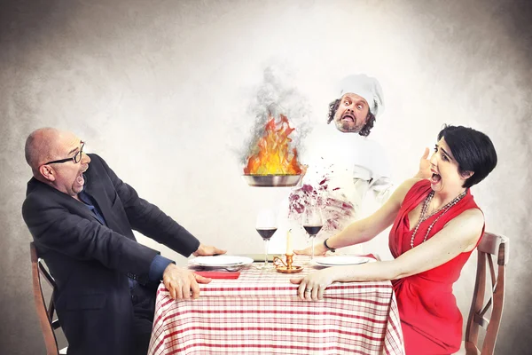 Incapacitated chef loose controll of the fire — Stock Photo, Image