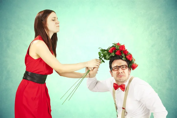 Dia dos Namorados engraçado, série de diferentes atos de aproximação — Fotografia de Stock