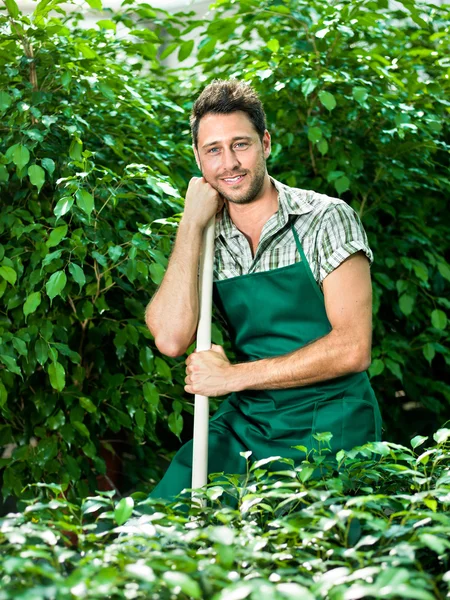 Farmer ready for work with his shovel — Stock Photo, Image