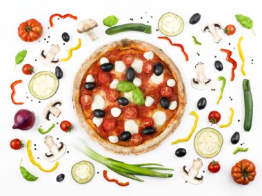 İtalyan pizza malzemeleri ile