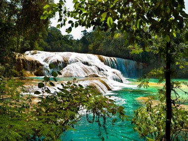 Aqua Azul waterfall in Chiapas Mexico clipart