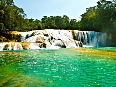 Aqua Azul waterfall in Chiapas Mexico clipart