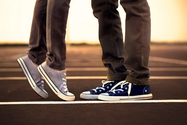 Meeting of legs between two lovers — Stock Image Meeting of legs between two lovers Stock Photo