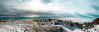 Bir kar fırtınası olsa Panoramik dağ