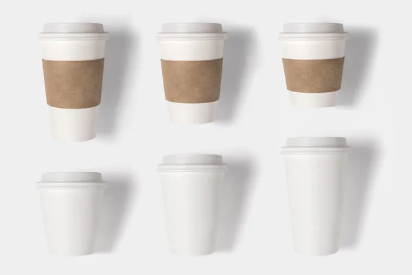 Концепция дизайна макета чашки кофе установлен на белом фоне. Коп — стоковое фото