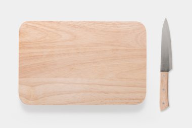 Tasarım kavramı mockup kesme tahtası ve bıçak izole ayarla