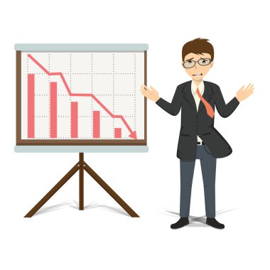 Mutsuz işadamı iş vektör illustrat azalan mevcut