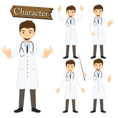 Doctor character set vector illustration