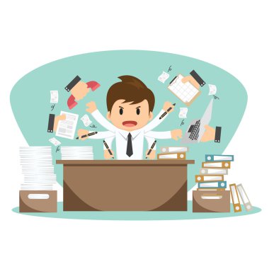 Businessman on office worker vector illustration  clipart