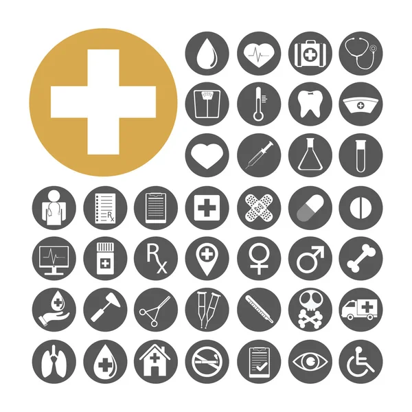 Medizinische Ikone gesetzt Vektor-Illustration — Stockvektor