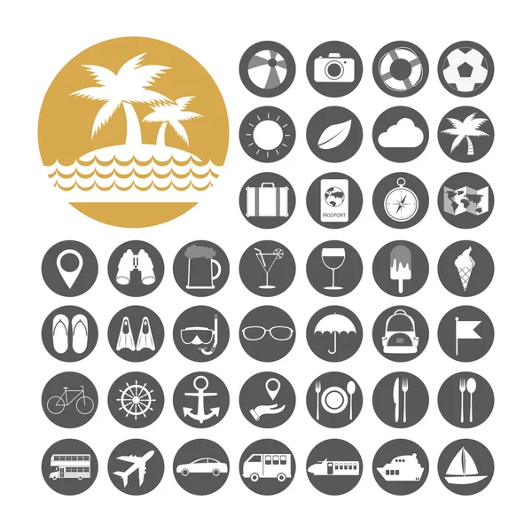 Icono de verano conjunto vector ilustración — Archivo Imágenes Vectoriales