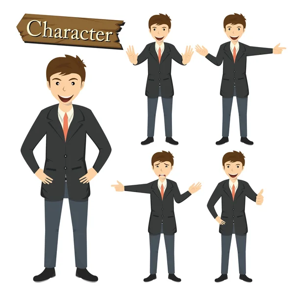 Ilustrasi vektor set karakter Businessman - Stok Vektor