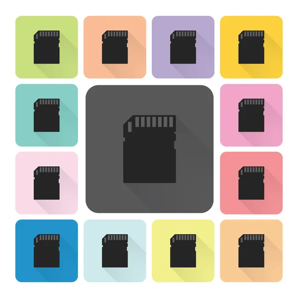 Memory card Icon color set vector illustration — Stock Vector