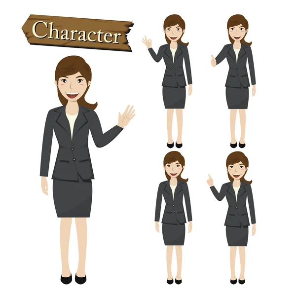 Businesswoman carácter conjunto vector ilustración — Vector de stock