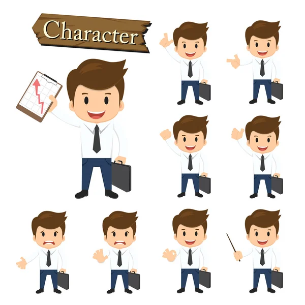 Businessman character set vector illustration — Stock Vector