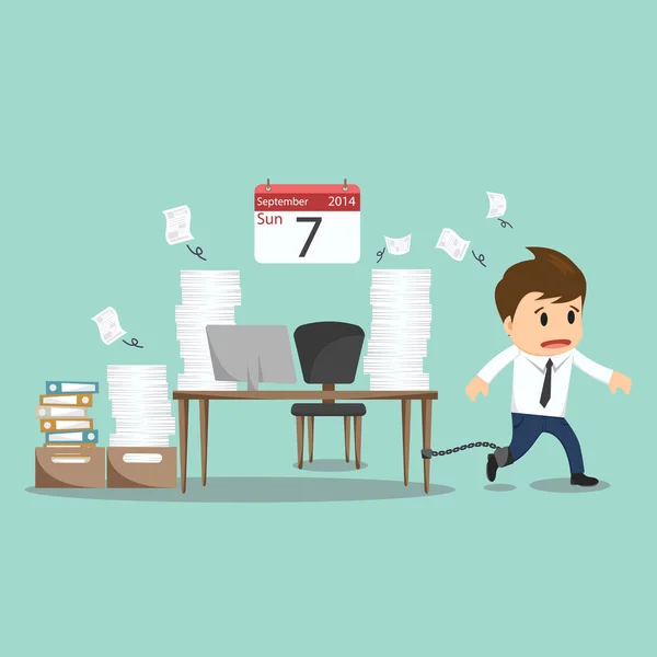 Pazar vektör illustra office masaya zincirlenmiş işadamı