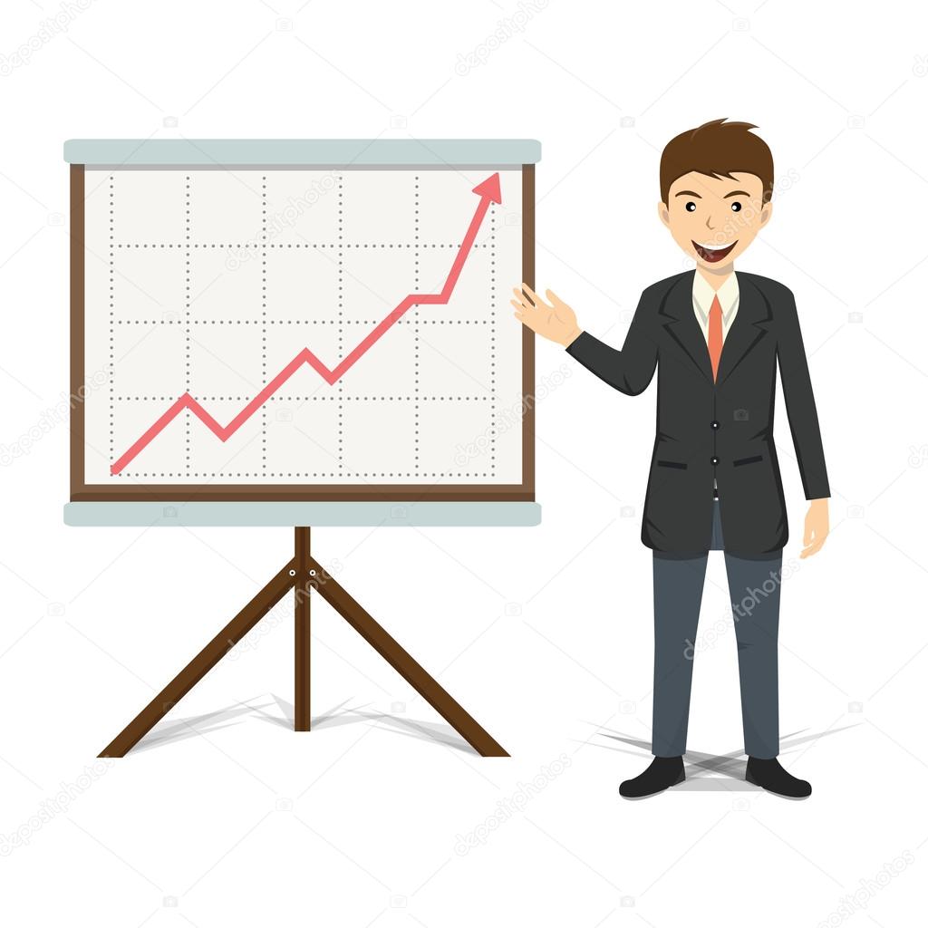 Businessman present growing business vector illustration 