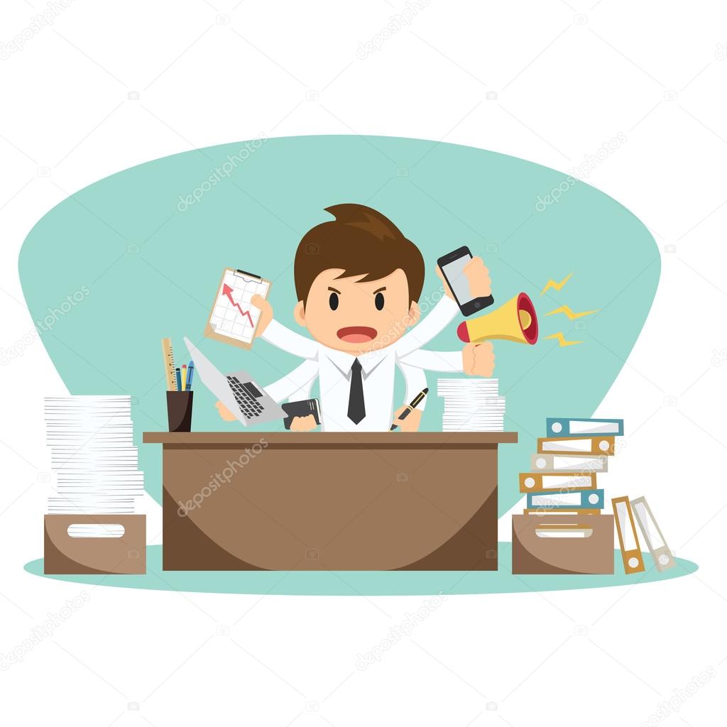 Businessman on office worker vector illustration 