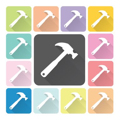 Simge renk set vektör çizim çekiç