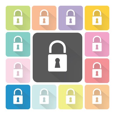 Simge renk set vektör çizim kilitle