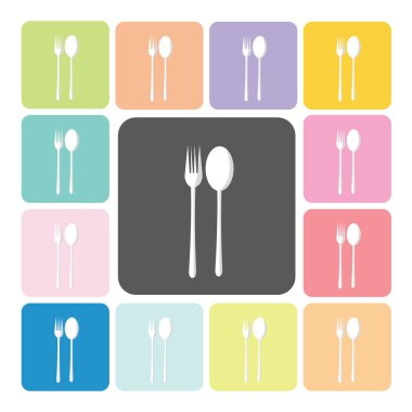 İşareti simgesi renk set vektör çizim yemek