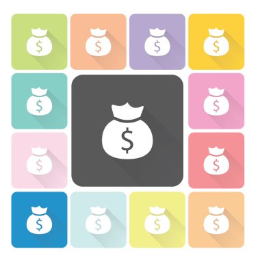 Para çantasını simge renk vektör çizim ayarla