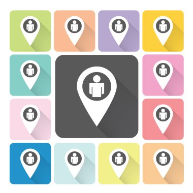 Vektör çizim konumu insanlar simge renk ayarla