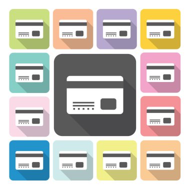 Kredi kartı simgesi renk vektör çizim ayarla.