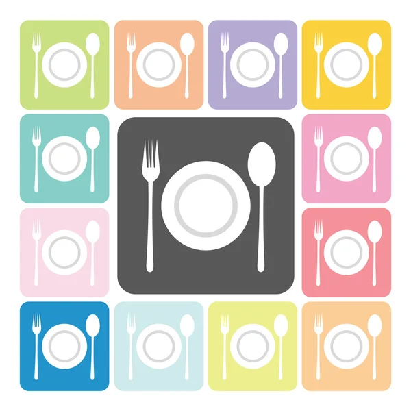 Comer signo Icono color conjunto vector ilustración — Vector de stock