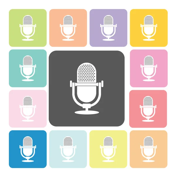 Microphone Icon color set vector illustration — Stock Vector