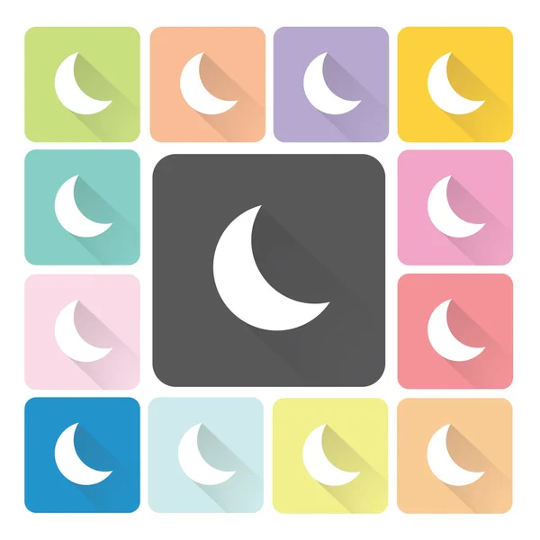 Icono de la luna color conjunto vector ilustración — Vector de stock