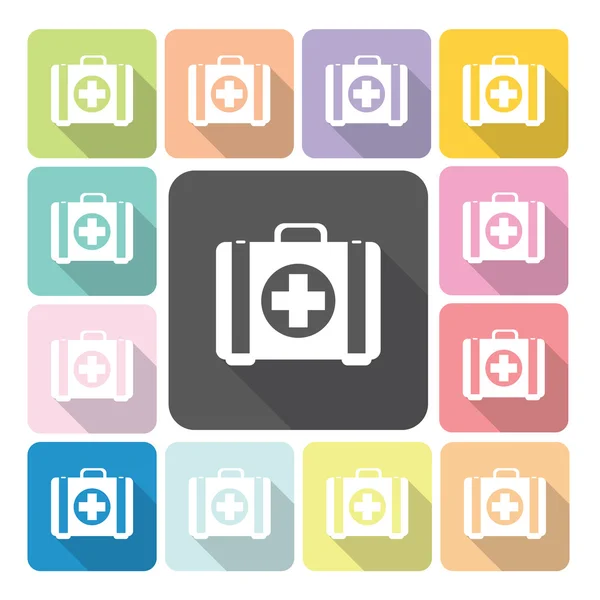 First aid box Icon color set vector illustration. — Stock Vector