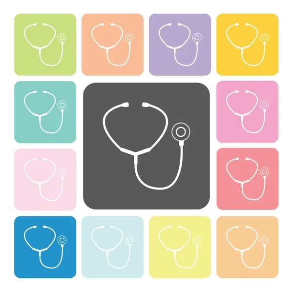 Stethoscope Icon color set vector illustration. — Stock Vector