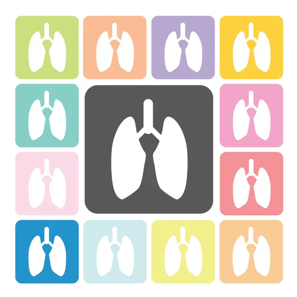 Lungs Icono color conjunto vector ilustración — Archivo Imágenes Vectoriales