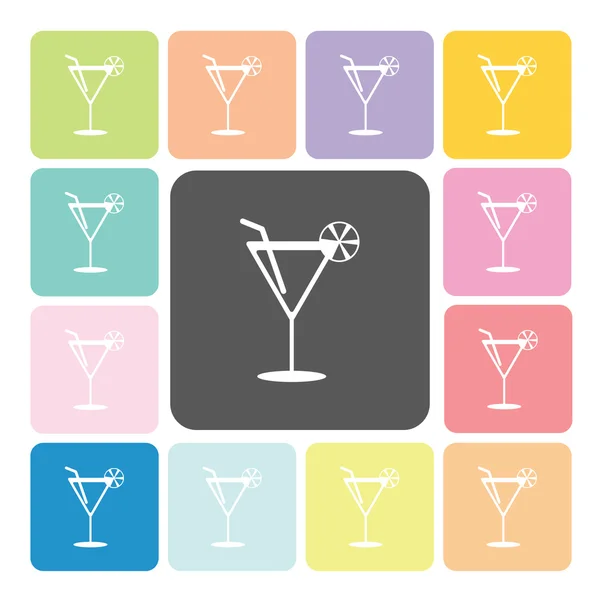 Cocktail Ícone cor conjunto vetor ilustração — Vetor de Stock
