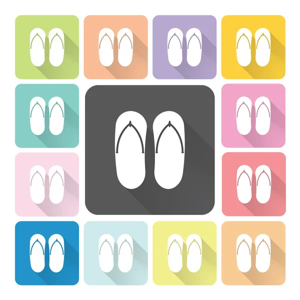 Sandals Icon color set vector illustration. — Stock Vector