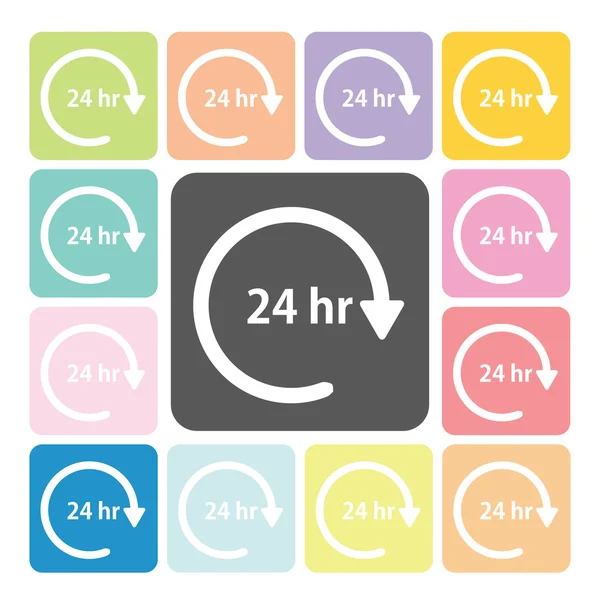 24 hours Icon color set vector illustration. — Stock Vector