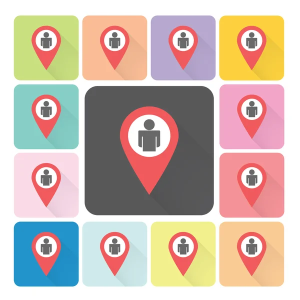 Location people Icon color set vector illustration — Stock Vector